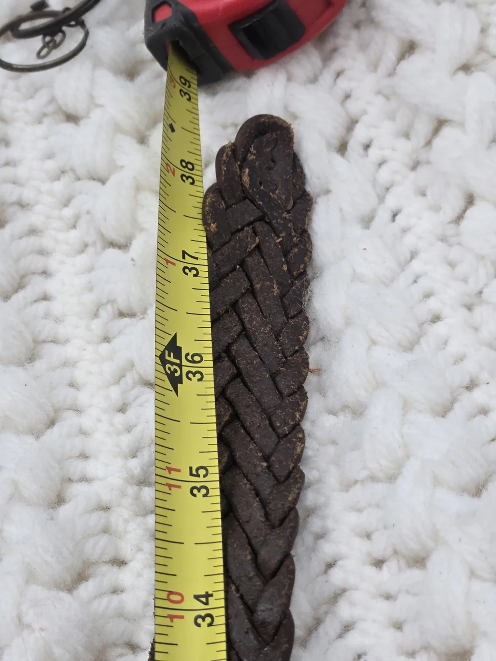 Braided Brown Leather Belt with Brass Buckle - Men